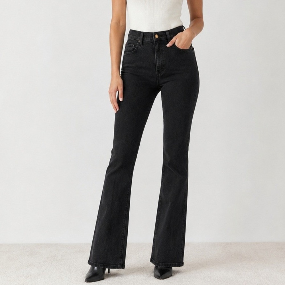 Favorite Daughter The Valentina Boot Jeans 30 Black Kyoto Super High Rise